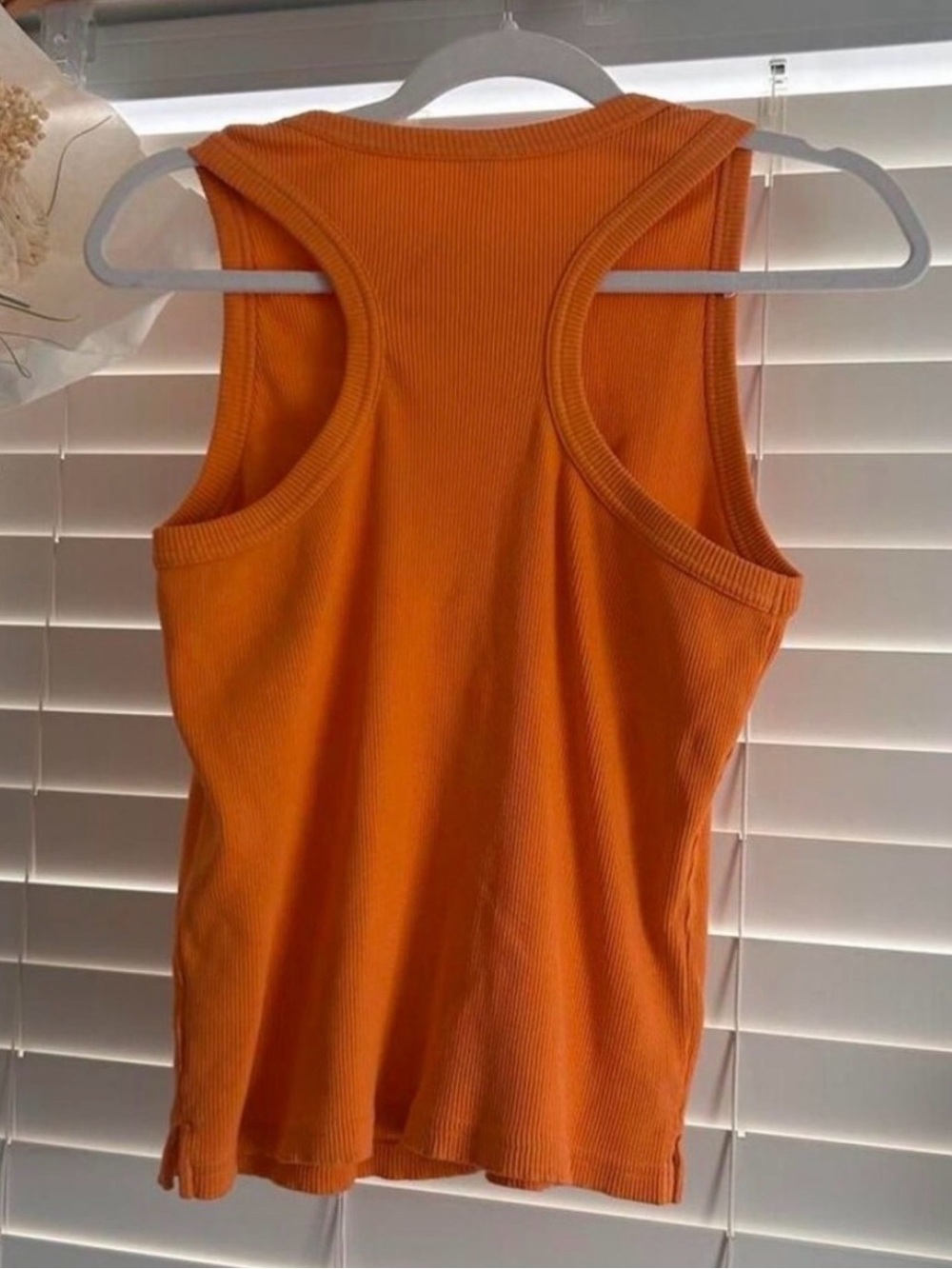 Pact Organic Cotton Ribbed Orange Tank Top Large - Picture 2 of 4